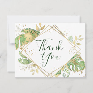 Tarjeta Foliage Tropical & Gold Geometric Gracias