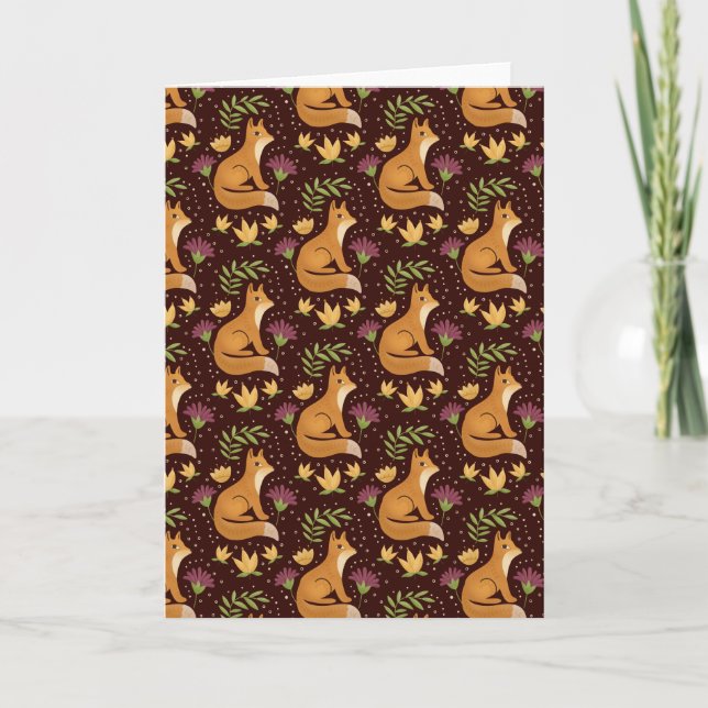 Tarjeta Folk Foxes Greeting Card (Anverso)