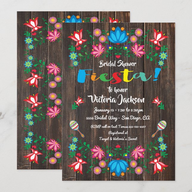 Tarjeta Folkart de flor de flores para la Fiesta M (Anverso / Reverso)