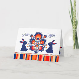 Tarjeta Folklore de Pascua con 2 conejitos azules 🐰 texto