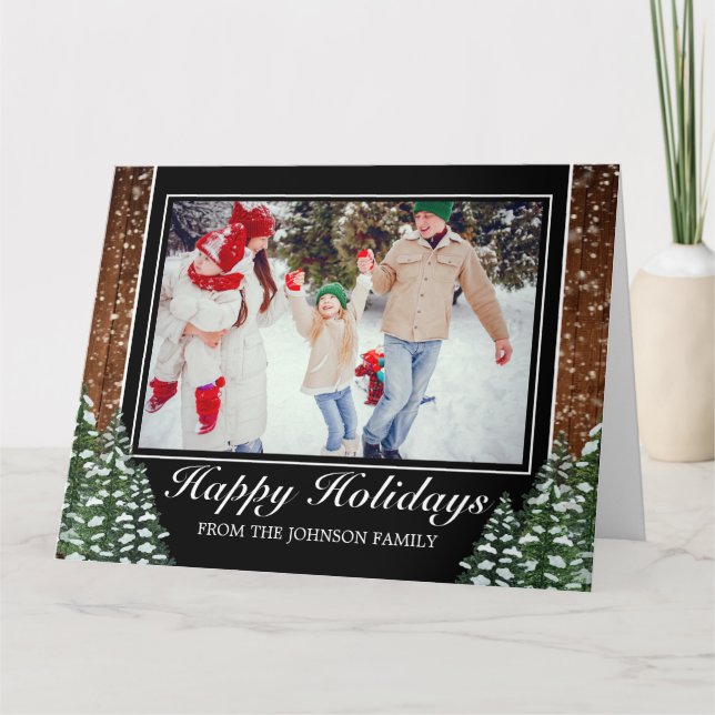 Tarjeta Follaje de Wood Forest Fotografía Feliz Festividad (Anverso)