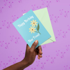 Tarjeta Fondo azul - margaritas amarillas de mantequilla