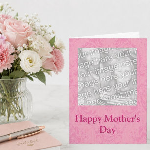 Tarjeta Fondo de Damasco Rosa Personalizable con Foto