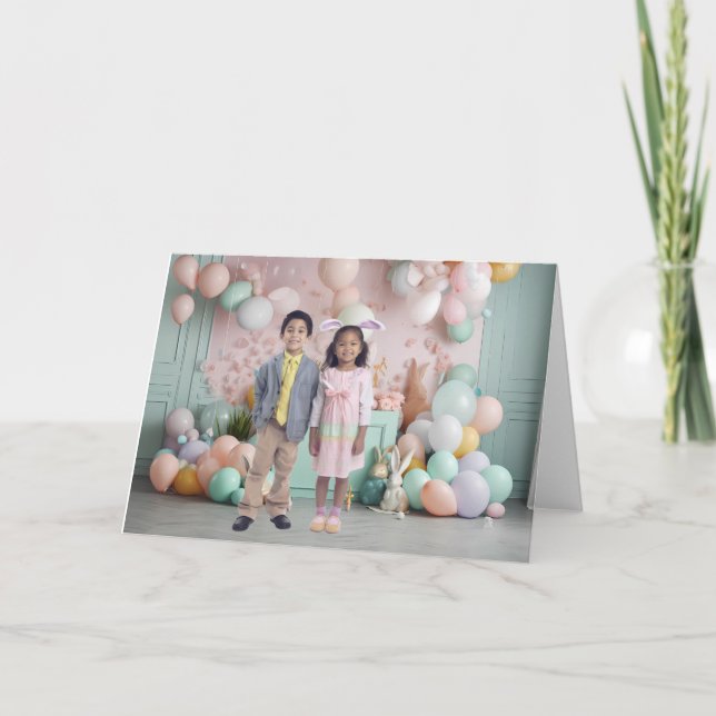 Tarjeta Fondo de Pascua Fondo pastel Foto personalizada (Anverso)