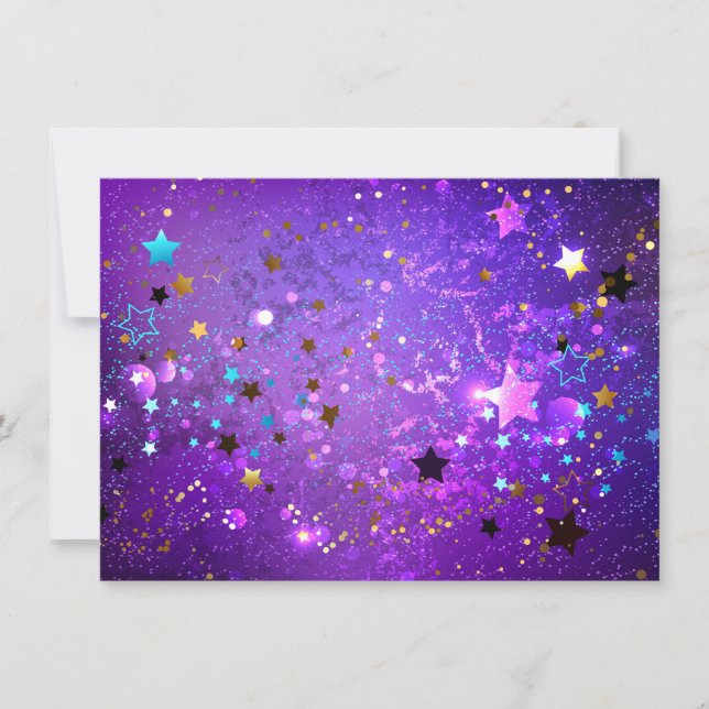 Tarjeta Fondo de Relieve metalizado púrpura con estrellas (Anverso)