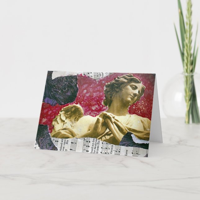 Tarjeta Fondo del rosa del collage de las técnicas mixtas (Anverso)