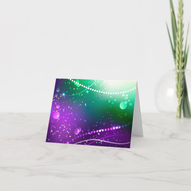 Tarjeta Fondo morado festivo Mardi Gras (Anverso)