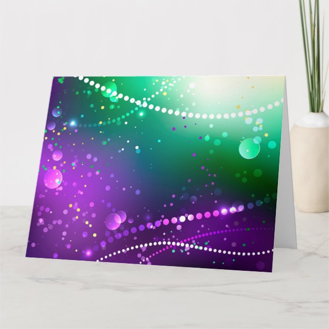 Tarjeta Fondo morado festivo Mardi Gras (Anverso)