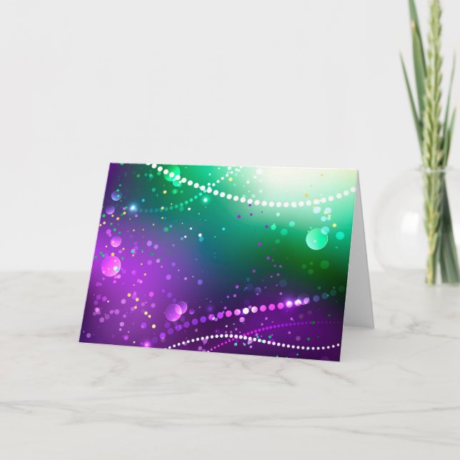 Tarjeta Fondo morado festivo Mardi Gras (Anverso)