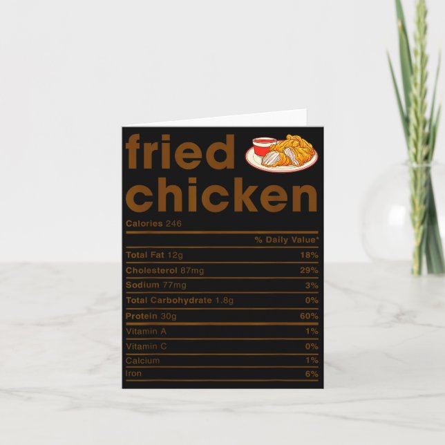 Tarjeta Food Nutrition Facts Shirts Co. Fried Chicken Nutr (Anverso)