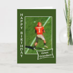 Tarjeta Football - Happy Birthday Great Grandson<br><div class="desc">Let your great grandson know you're his #1 fan with this birthday card featuring a painting of a football quarterback dressed out in red.</div>