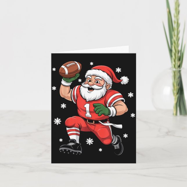 Tarjeta Football Santa Claus Lineman Christmas Quarterback (Anverso)
