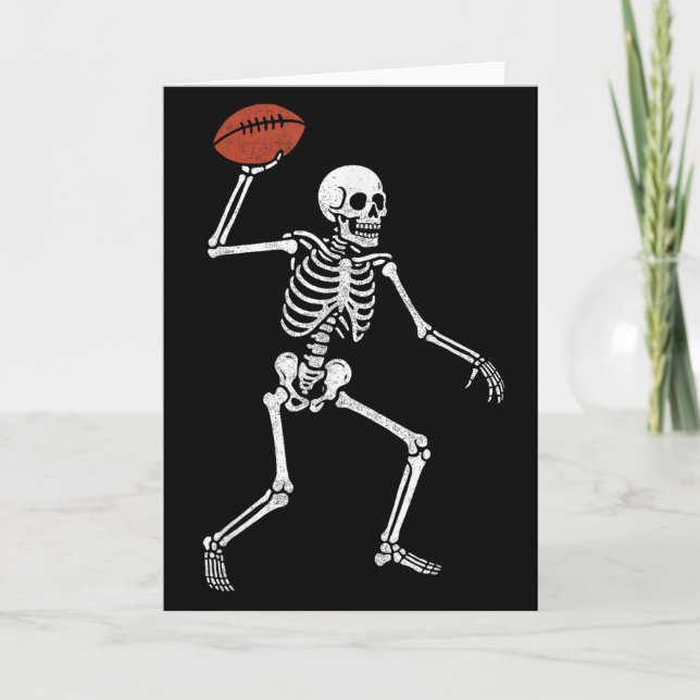 Tarjeta Football Skeleton Playing Football Halloween Skull (Anverso)