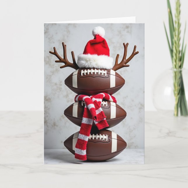 Tarjeta Football Snowman Christmas Card (Anverso)