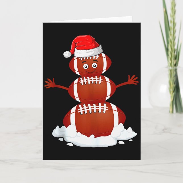 Tarjeta Football Snowman Xmas Holiday Srts Player Funny Ch (Anverso)