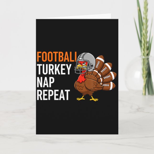 Tarjeta Football Turkey Nap Repeat - Thanksgiving Dad &amp (Anverso)