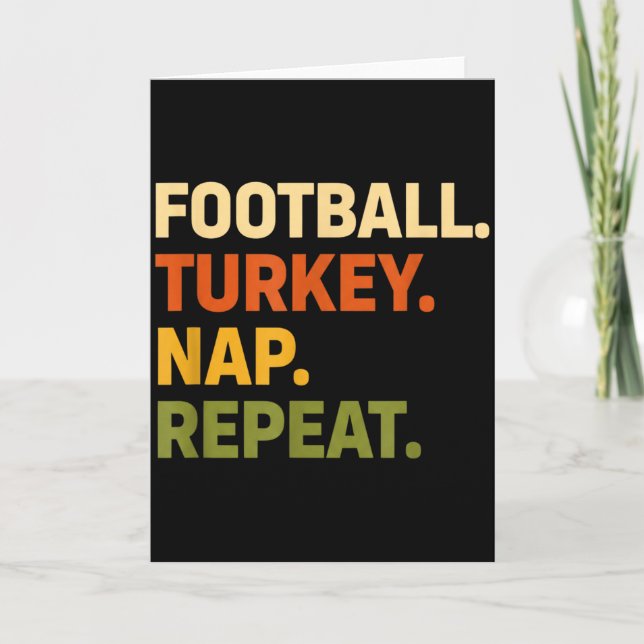 Tarjeta Football. Turkey. Nap. Repeat, Thanksgiving Slogan (Anverso)