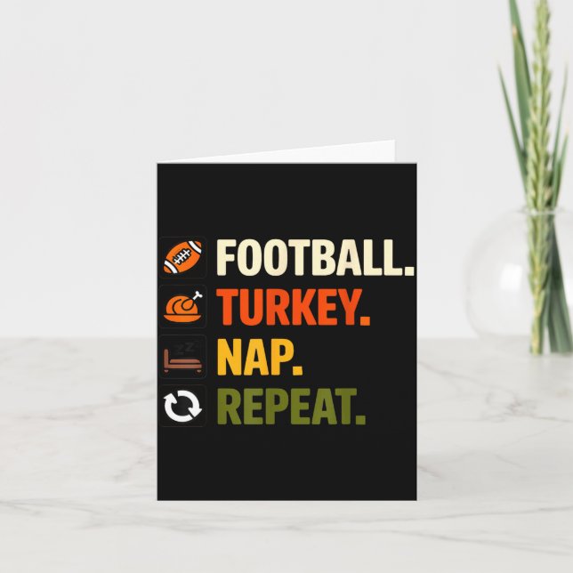 Tarjeta Football Turkey Thanksgiving For Kids Boys Men  (Anverso)
