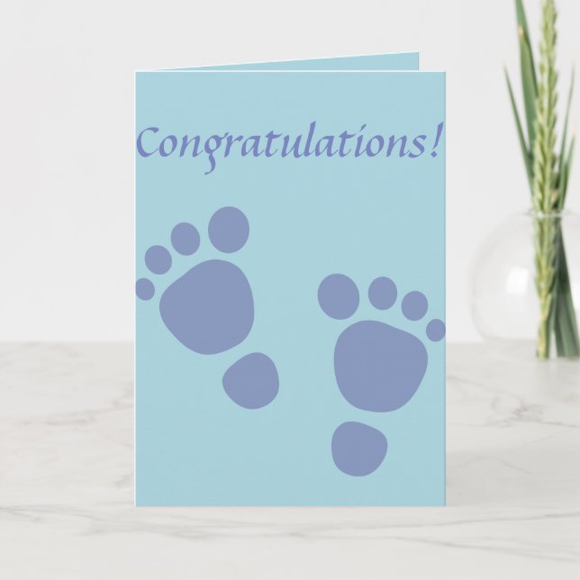 Tarjeta Footprints Congratulations Newborn Boy (Anverso)