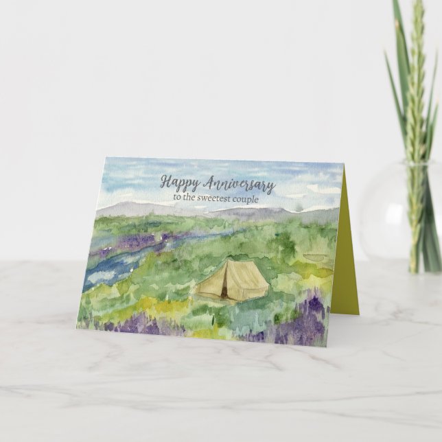 Tarjeta For Couple Happy Anniversary Camping Desert Flower (Anverso)