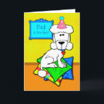 Tarjeta For Dad Birthday White Poodle on Pillows<br><div class="desc">A white standard poodle wears a birthday hat and heart collar. A "Dad is the Best" sign hangs on the wall. The dog is sitting on colorful pillows. Pet / animal themed birthday for dad greeting card. Poodle head courtesy of theobroma/OpenClipArt. Image and verse copyright ©Shoaff Ballanger Studios.</div>
