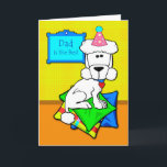Tarjeta For Dad Birthday White Poodle on Pillows<br><div class="desc">A white standard poodle wears a birthday hat and heart collar. A "Dad is the Best" sign hangs on the wall. The dog is sitting on colorful pillows. Pet / animal themed birthday for dad greeting card. Poodle head courtesy of theobroma/OpenClipArt. Image and verse copyright ©Shoaff Ballanger Studios.</div>