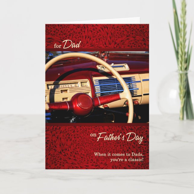 Tarjeta for Dad Father's Day Red Classic Car Father's Day (Anverso)