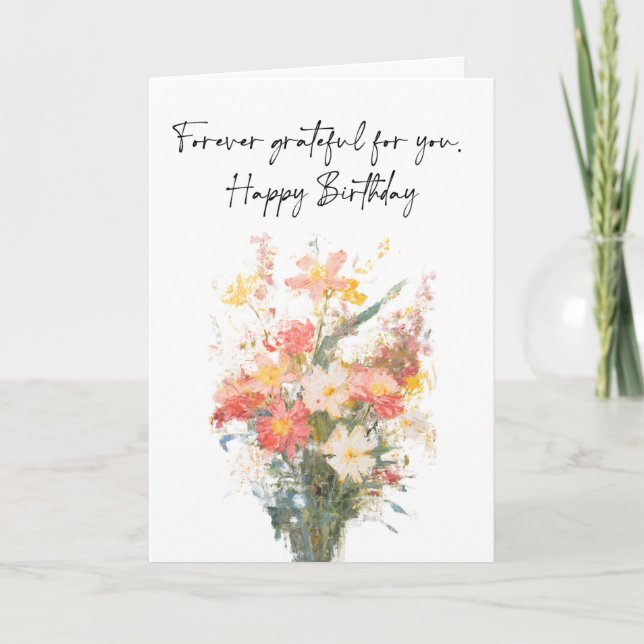 Tarjeta For Friend, Happy Birthday Flowers Folded (Anverso)