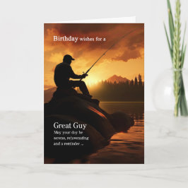 Tarjeta for Him on his Birthday Fishing Fisherman Sunrise 