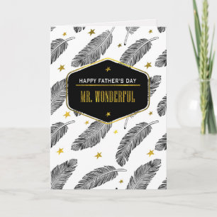 Tarjeta For Husband on Father's Day. Feather Pattern