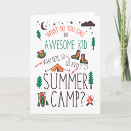 Tarjeta for Kids Funny Summer Camp Orange Green and Brown