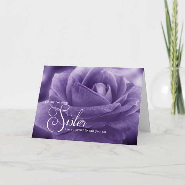 Tarjeta for Sister from Sister Puple Rose Mother's Day (Anverso)