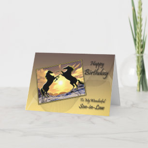 Tarjeta For son-in-law, Birthday card with rearing horses
