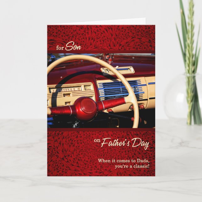 Tarjeta for Son Red Classic Car Father's Day (Anverso)