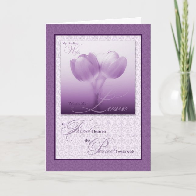 Tarjeta for Wife Sentimental Purple Tulips Birthday (Anverso)