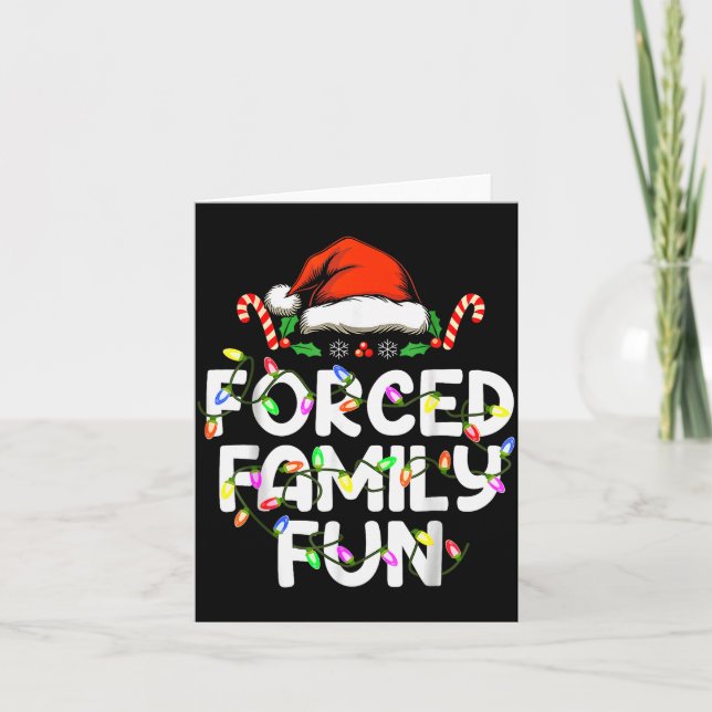 Tarjeta Forced Family Fun Christmas Pajamas Funny  (Anverso)
