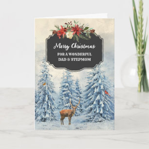 Tarjeta Forest Dad y Stepmom Merry Christmas