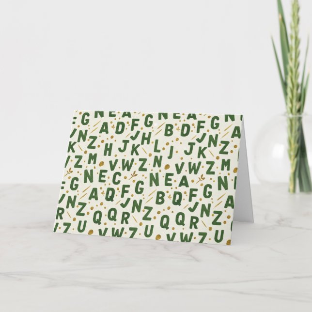 Tarjeta Forest Grove Dark Green Artisan Alphabet (Anverso)