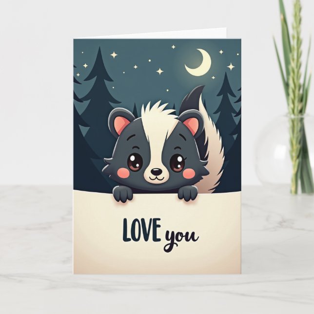 Tarjeta Forest Skunk Love You Moon Card (Anverso)