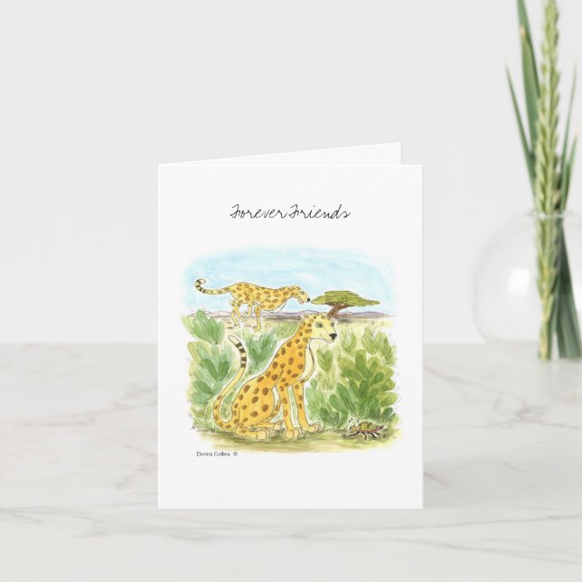 Tarjeta Forever Friends Two Cheetah Blank Note Card (Anverso)