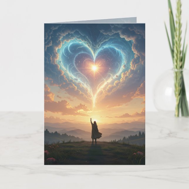 Tarjeta Forever in my heart! Heart and clouds, custom  (Anverso)