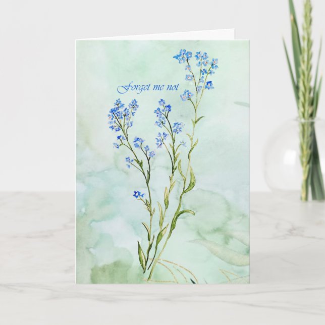 Tarjeta Forget me not Custom Watercolor Garden Flower (Anverso)
