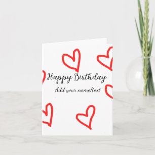 Tarjeta Forma de corazón rojo feliz cumpleaños agregar tex