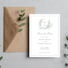 Tarjeta Formal de Crest Sage Green para Guardar la