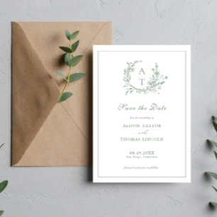 Tarjeta Formal de Crest Sage Green para Guardar la