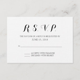 Tarjeta formal simple de RSVP que se casa