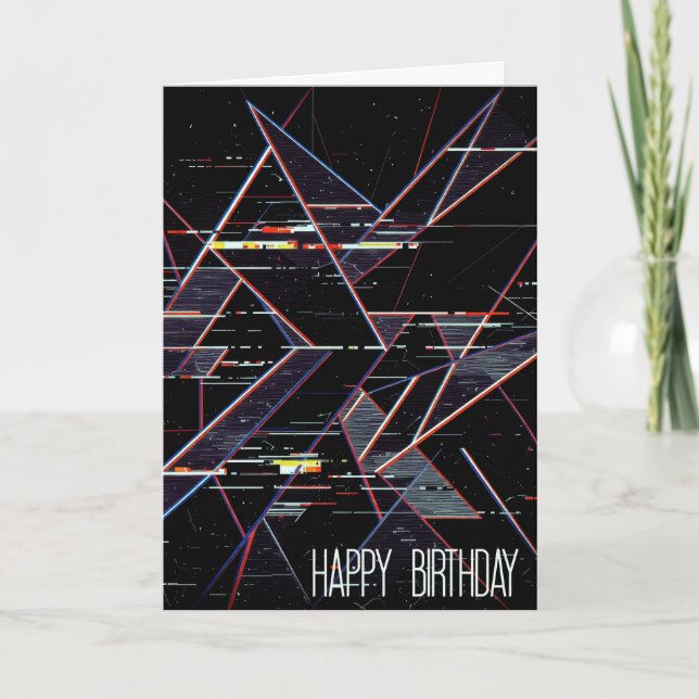 Tarjeta Formas geométricas neon de cumpleaños con error  (Anverso)