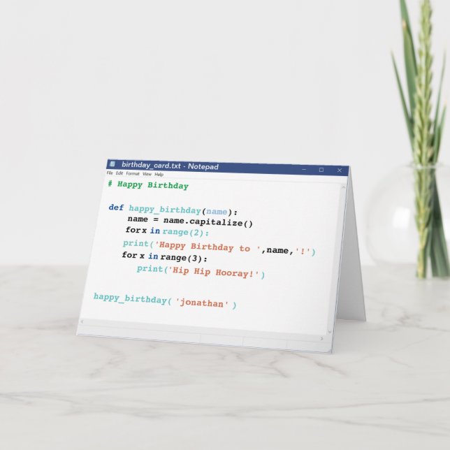 Tarjeta Formato de código de programación de programador d (Anverso)