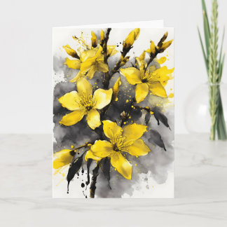 Tarjeta Forsythia - Watercolor flowers
