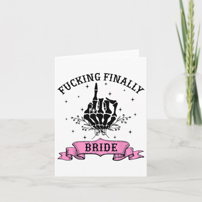 Tarjeta Forting Finally Bride Skeleton Hand Halloween Bach (Anverso)